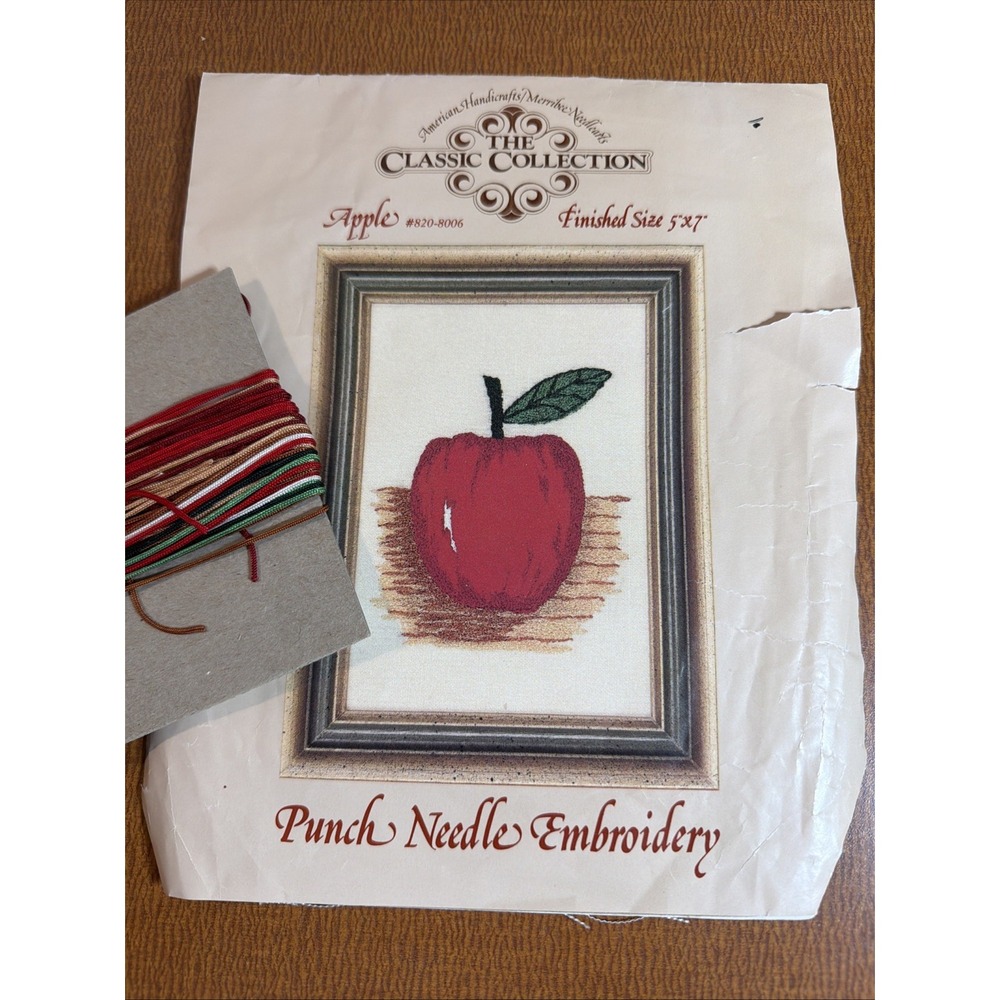 Apple Punch Needle Embroidery By The Classic Collection Kit 5x7